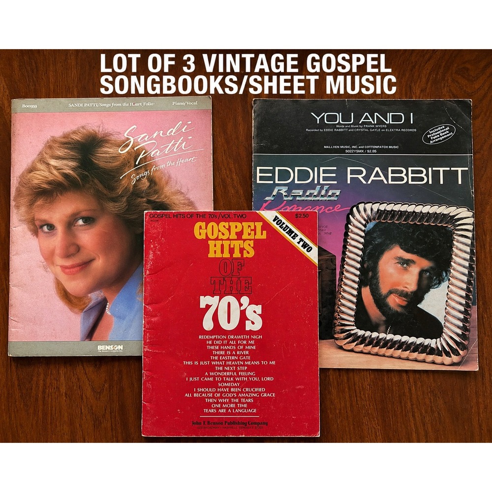 Vintage Gospel Sheet Music Lot Sandi Patti Eddie Rabbitt 70s Gospel Hits 3pc